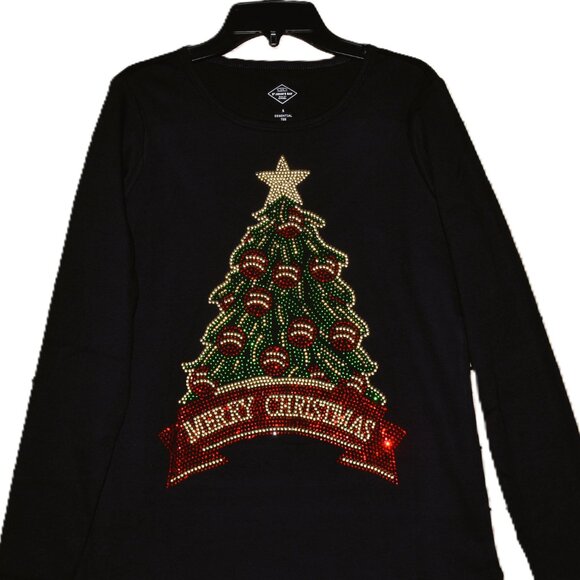 Christmas Tree Merry Christmas  rhinestone long Sleeve Shirt S M L XL XXL 1X… - Picture 7 of 7